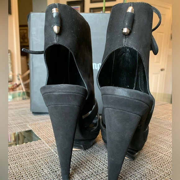 Suede Velvet Angels Peep Toe Booties 9/39 - Picture 8 of 9